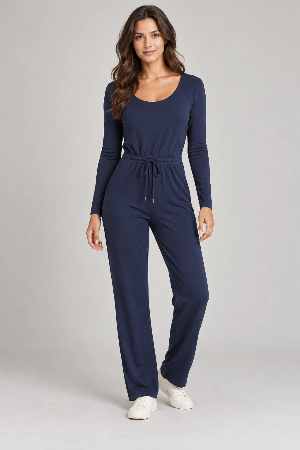 Balance Long-Sleeve Jumpsuit in Navy